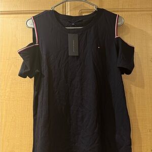 Tommy Hilfiger Women's Black Cold Shoulder Tee